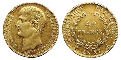 null CONSULAT.
40 Francs An XI A. Paris. F.536/1. (Coll. JMA). TTB+