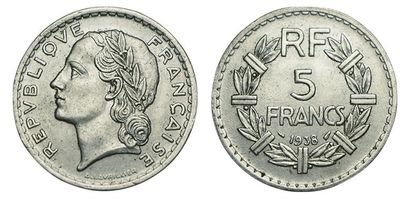 null IIIème REPUBLIQUE.
5 Francs lavrillier. 1938. Nickel. Gad.760. TTB+