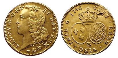 null LOUIS XV.
Double Louis d'or au bandeau. 1746 BB. Strasbourg. Gad.346. (Coll....