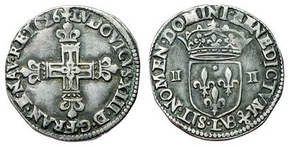 null LOUIS XIII.
1610-1643. Quart d'écu à la croix fleurdelisée. 1626 L. Bayonne....