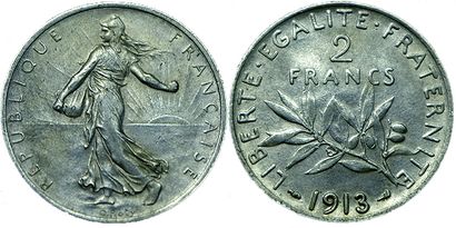 null IIIème REPUBLIQUE.
2 Francs Semeuse. 1913. Gad.532. qSUP