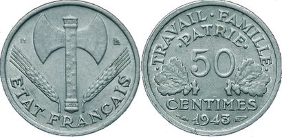 null ETAT FRANÇAIS.
50 Centimes Bazor. 1943 B. Gad.425. SUP