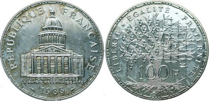 null Vème REPUBLIQUE. 
100 Francs Panthéon. 1988. Gad.898. SPL