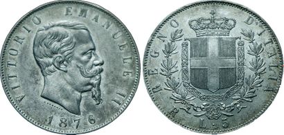 null ITALIE.
Victor Emmanuel II. 5 Lire. 1876 R. Rome. Gig.51. Superbe exemplaire....
