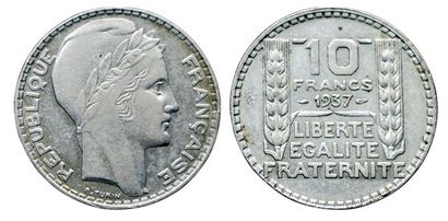null IIIème REPUBLIQUE.
10 Francs Turin. 1937. Gad.801. 52368 ex. Rare. qSUP