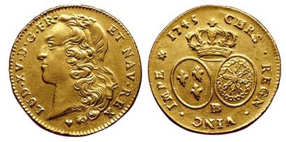 null LOUIS XV.
Double Louis d'or au bandeau. 1745 BB. Strasbourg. Gad.346. (Coll....