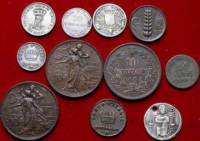 null ITALIE ET ETATS ITALIENS.
Très joli lot de 10 monnaies : Parme 10 Soldi 1815,...
