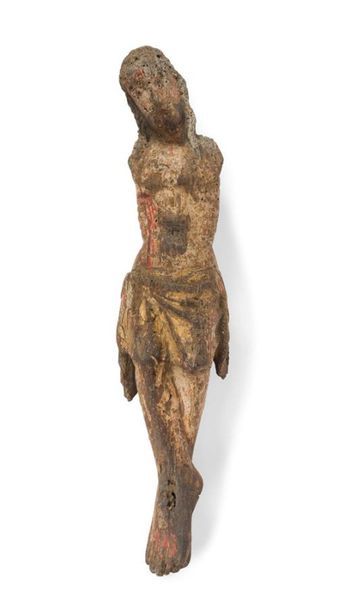 null Christ en bois polychrome ; (les bras manquent).
XVe-XVIe siècles
H : 77 cm...