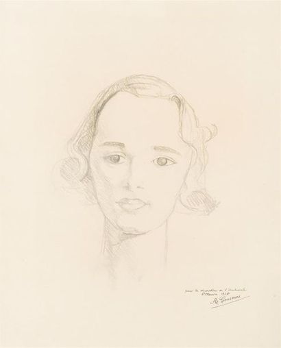 null Alfred COURMES (1898-1993)
"Portrait de femme"
 
Dessin préparatoire pour la...