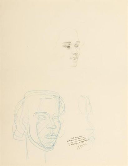 null Alfred COURMES (1898-1993)

Portrait de femme et étude de personnage assis Dessin...