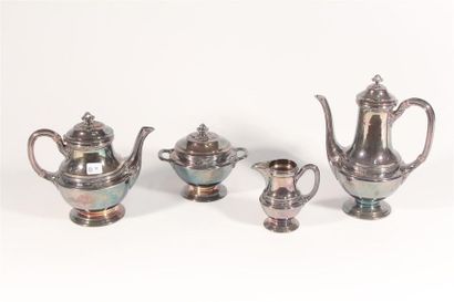 null Gallia, service à thé café en métal argenté de style Louis XVI à décor de filets...