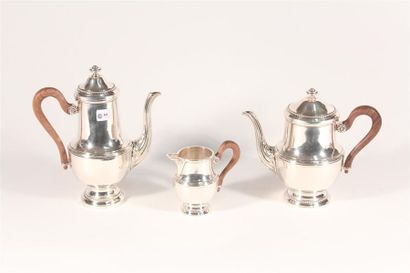 null Service à thé café en métal argenté de style Louis XVI à filets enrubannés et...