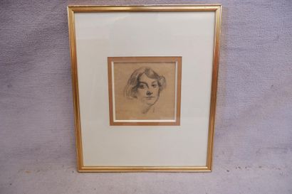 null Henry BATAILLE (1872-1921). Portrait de jeune femme. Dessin à la mine de plomb,...