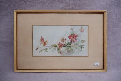 null Ecole du XXe siècle. Fleurs, 1900. Aquarelle signée Lucienne et datée en bas...