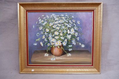 null ARRIBAS (XXe siècle). Bouquet de marguerite. Huile sur toile signée en bas à...