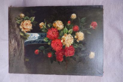 null V. MARLOV (XXe siècle). Bouquet de roses. Huile sur toile signée en bas à droite....
