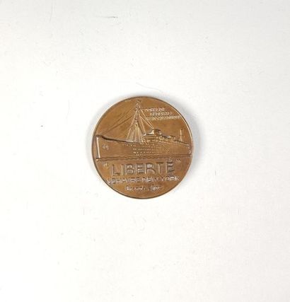null Médaille en bronze "Liberté". Le Havre-New York French Line. Compagnie Générale...