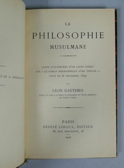 null Léon GAUTHIER, La philosophie musulmane. Leçon d’ouverture d’un cours public...