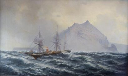 null Jean-Baptiste Henri DURAND-BRAGER (1814-1879) 
Trois-mâts à vapeur dans la tempête....