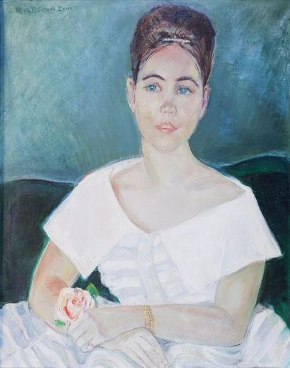 null Marie-Antoinette BOULLARD-DEVE (1890-1970)
Jeune femme à la rose.
Huile sur...