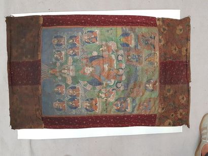 null Thangka en couleurs sur textile représentant Padmasambhava, fondateur de la...