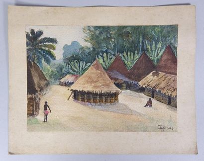null Ecole africaine du XXe siècle
Vues de villages, 1932.
Trois aquarelles signées...