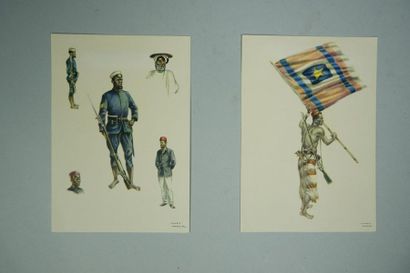 null James THIRIAR (1889-1965)
Force publique du Congo.
Huit cartes postales lithographiées...