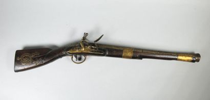 null Pistolet à silex à long canon. 
XIXe siècle.
L : 63 cm