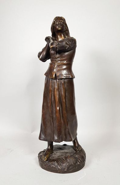 null Raoul François LARCHE (1860-1912)
Jeanne d'Arc.
Epreuve en bronze à patine brun...