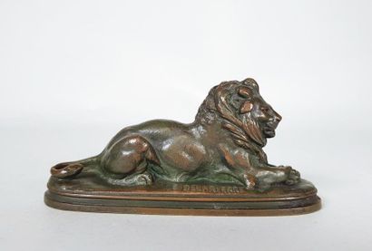 null Édouard Paul DELABRIERRE (1829-1912)
Lionne et lion couchés.
Epreuves en bronze...