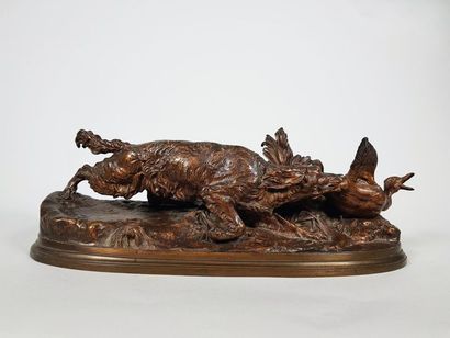 null Pierre-Jules MÈNE (1810-1879)
La chasse au canard.
Epreuve en bronze à patine...