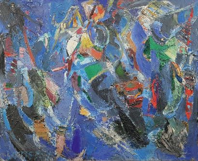 null André LANSKOY (1902-1976)
"Coup de tonnerre", 1948.
Huile sur toile signée en...