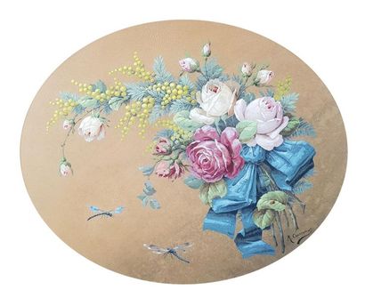 null M. CONSTANTIN (fin XIXe-début XXe siècle)
Bouquets fleuris et insectes. 
Deux...