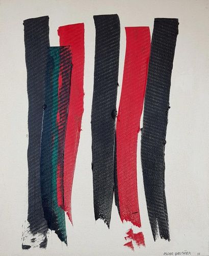 null Oscar GAUTHIER (1921-2009)
Composition en noir rouge et vert, 1995.
Huile sur...