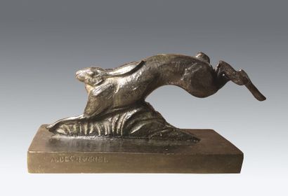 null André Vincent BECQUEREL(1893-1981)
Lièvre bondissant
Epreuve en bronze à patine...