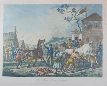 null JAZET d'après Carle VERNET (1758-1836) Le départ, Les suites d'une course, Cheval...