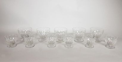 null BACCARAT
Onze verres en cristal modèle "Charmes" : cinq à eau et six à vin.
H...