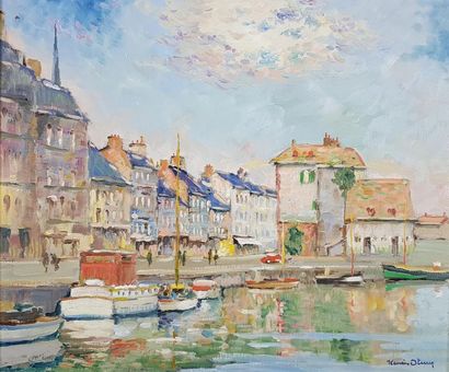 null Henri STENN (1903-1993) 

Le port de Honfleur. 

Huile sur toile signée en bas...