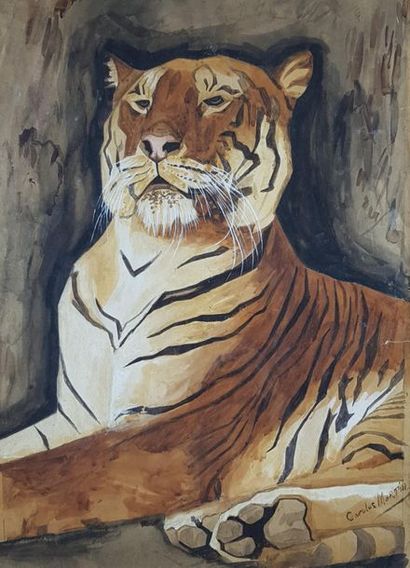 null Carolus MARTIN (XXe siècle)
Tigre du Bengale
Aquarelle signée en bas à droite.
41...