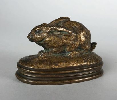 null Antoine-Louis BARYE (1795-1875) 
Lapin?
Epreuve en bronze à patine brun-clair...