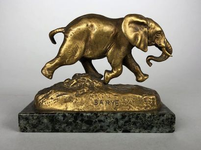 null Antoine-Louis BARYE (1795-1875)
Eléphant du Sénégal courant.
Epreuve en bronze...
