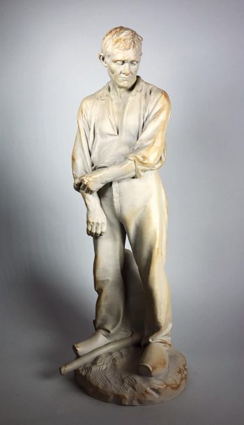 null Aimé-Jules DALOU (1838-1902)
Paysan relevant sa manche.
Importante sculpture...