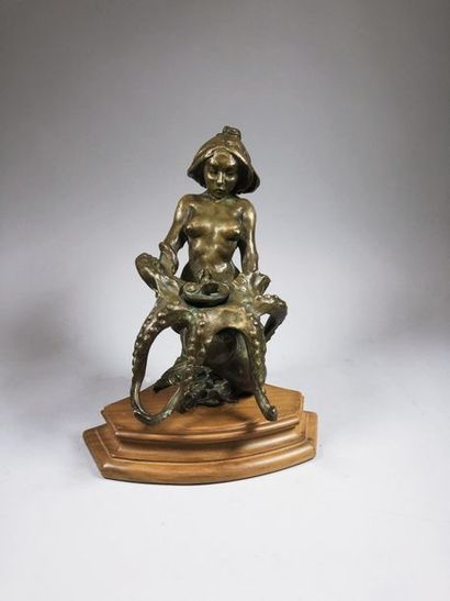 null Rupert CARABIN (1862-1932)
Sirène et pieuvre.
Rare sculpture en bronze formant...