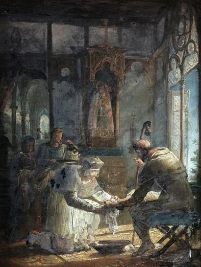 null François Joseph HEIM (1787-1865) (Attribué à)
Saint Arnould lavant les pieds...