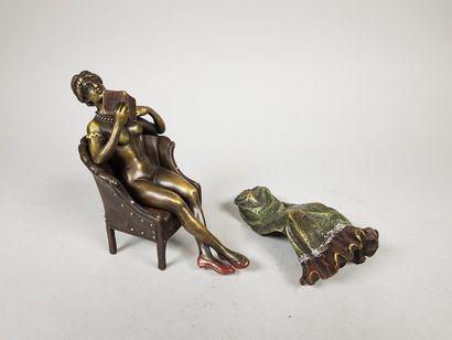 null Franz BERGMAN (1861-1936)
Femme assise à surprise.
Epreuve en bronze à patine...