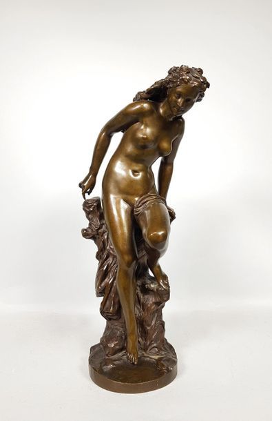 null Jean-Baptiste CARPEAUX (1827-1875)
La frileuse.
Epreuve en bronze à patine brun...