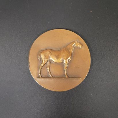 null Victor PETER (1840-1918)
Médaille en bronze figurant un cheval debout. Fonte...