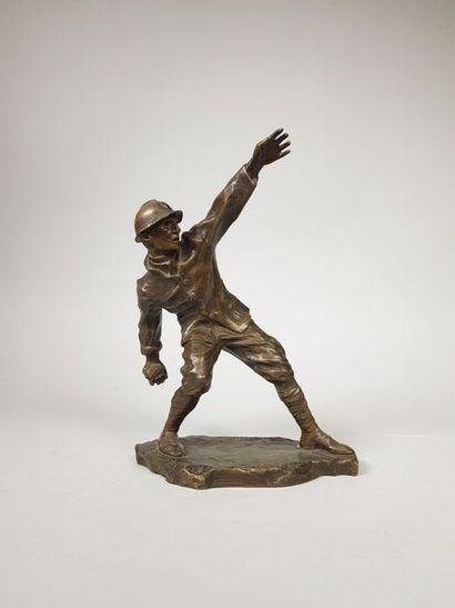 null Maurice GUIRAUD-RIVIERE (1881-1947)
"Au front", 1916. 
Epreuve en bronze à patine...