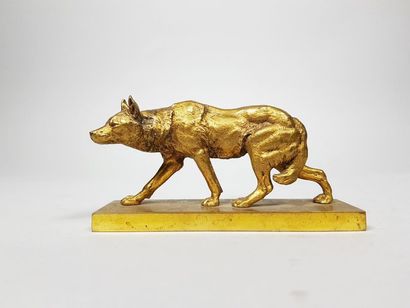 null Charles VALTON (1851-1918)
Le loup.
Epreuve en bronze doré. Fonte d’édition...