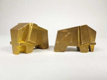 null Nicolas CARREGA (1914-1993)
Paire d'éléphants cubistes.
Epreuves en bronze à...